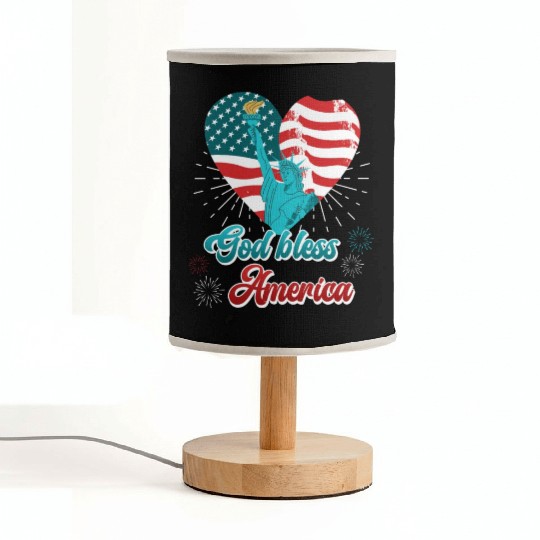 God Bless America Independence Day 4th July USA Fabric Lamps