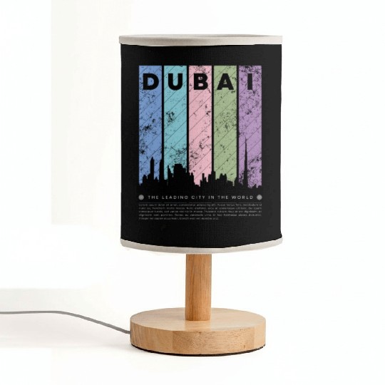 Black Colorful Dubai The Leading City in the World Fabric Lamps