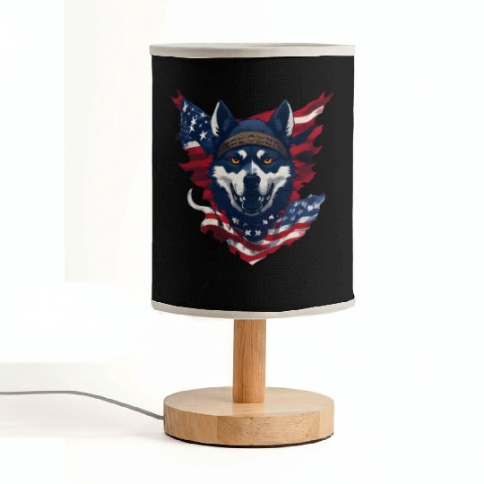 Cute American Pride 4th of July Dog Flag Fabric Lamps