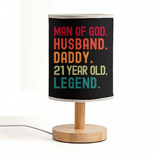 Man of God Husband Dad Vintage 21st Birthday Fabric Lamps