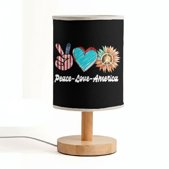 Peace Love America US Flag Fourth Womens JULY 4TH Fabric Lamps