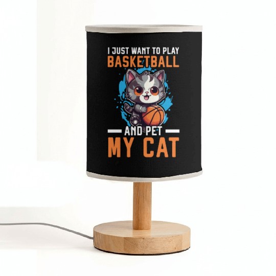 Basketball Cat Basketball Player I Love Basketball Fabric Lamps