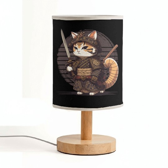 Samurai Cat Warrior Japanese Ninja Cat Kawaii Fabric Lamps