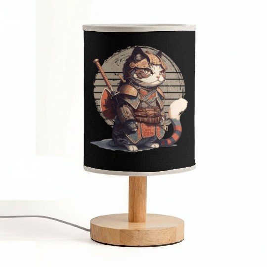Samurai Cat Warrior Japanese Ninja Cat Kawaii Fabric Lamps