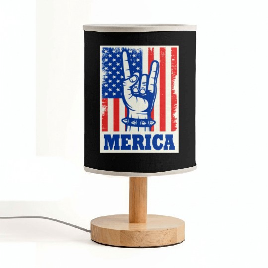 Merica Rock Usa Flag July 4th Fabric Lamps