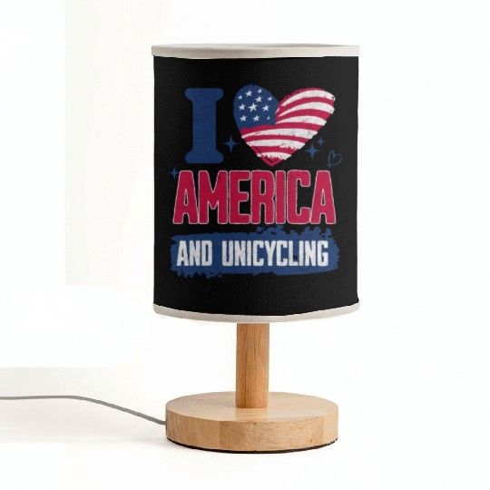 I Love America And Unicycling Fabric Lamps