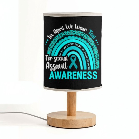 Rainbow In April We Wear Teal Sexual Assault Aware Fabric Lamps