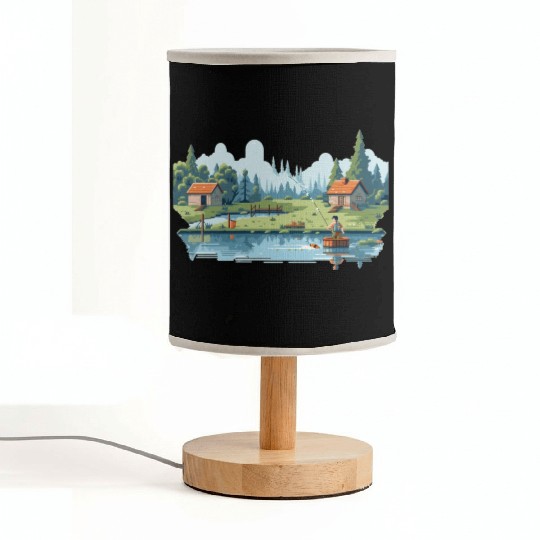 Fisherman Nature 8-bit style Fabric Lamps