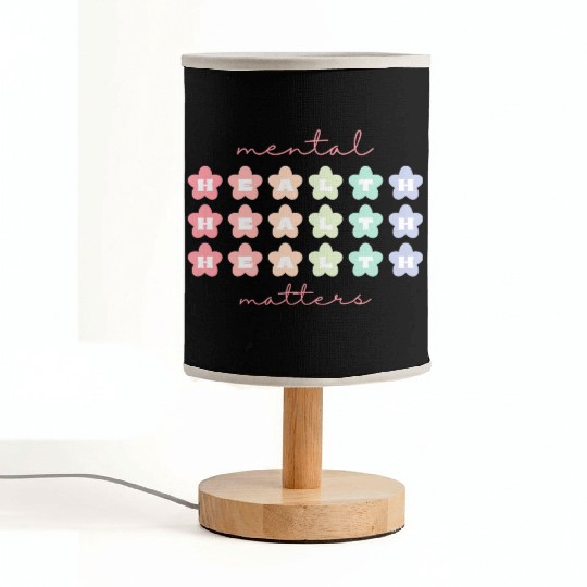 Mental Health Matters Retro Flowers Pastel Rainbow Fabric Lamps