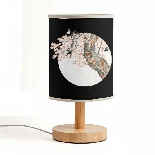Katsushika Hokusai’s cherry tree'n birds Fabric Lamps