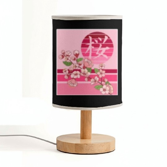 Cherry Blossom Fabric Lamps, Sakura Flowers Kanji Pocket