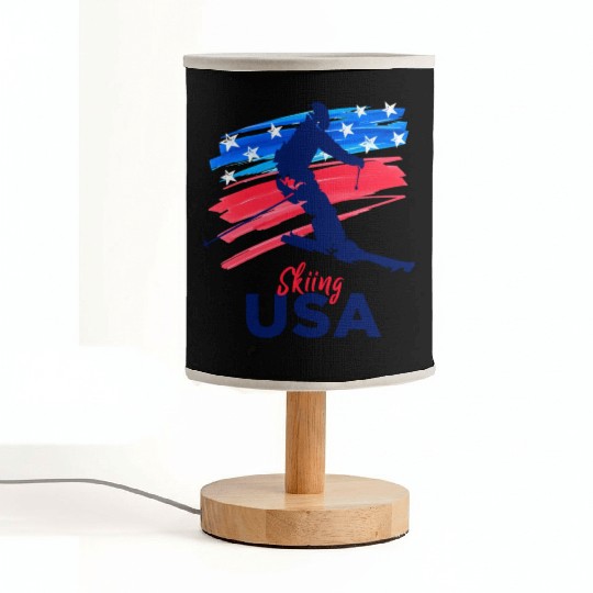 Skiing Usa Support The Team Usa Flag Ski Winter Fabric Lamps