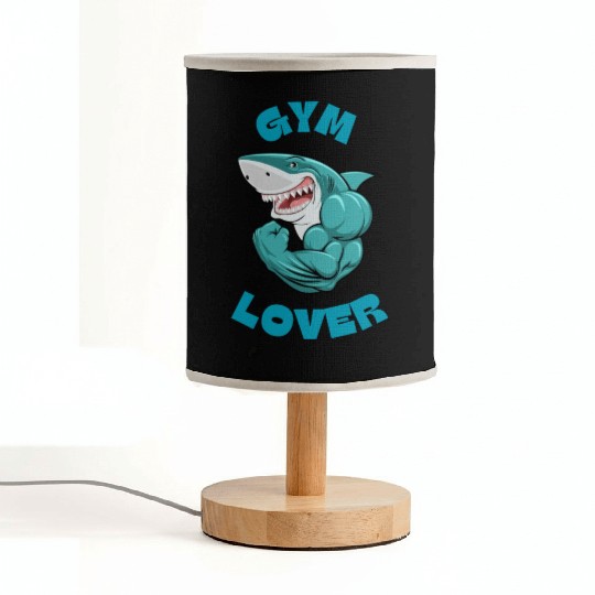 Blue Illustrated Shark Gym Lover Fabric Lamps