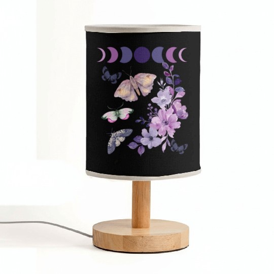 Violet Purple Moon Moth Flower Fabric Lamps