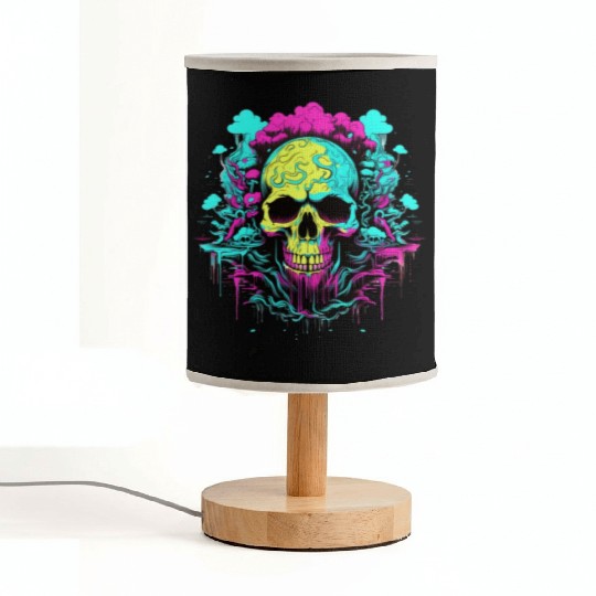 Colorful Neon Skull with melting ink, Cool looking Fabric Lamps