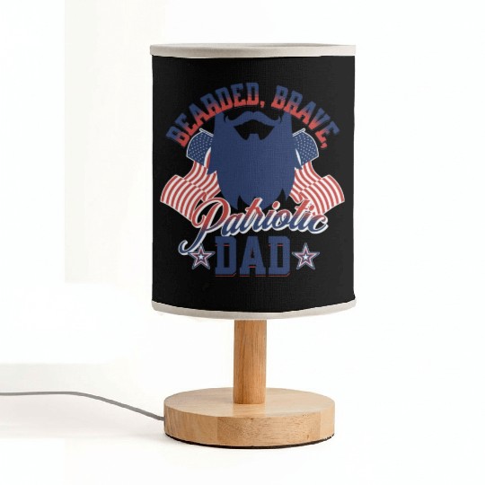 Bearded Brave Patriotic Dad 4th Of July Fabric Lamps