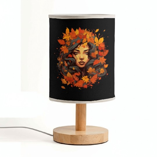 Autumn Woman Nature Leaves Season Fabric Lamps