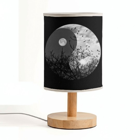 Yin and Yang of Moon and Sun in Black and White Fabric Lamps