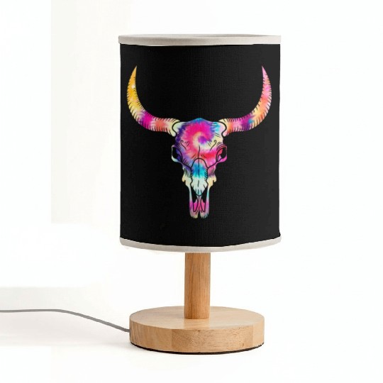 Cow Fabric Lamps, Cow Skull Tie Dye Watercolor Fabric Lamps, Cow