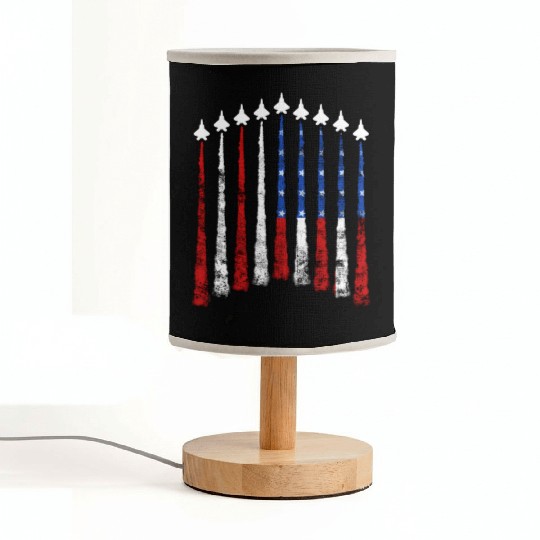 Fighter Air Plane Us Veterans Sky American Flag Fabric Lamps