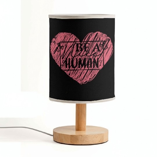 Be a Nice Human Red Heart Artwork - Bold Reminder Fabric Lamps