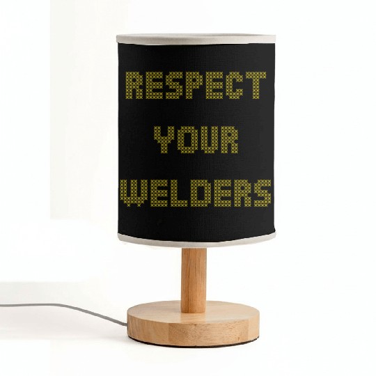 Respect Your Welders Yellow Cross Stitch Fabric Lamps