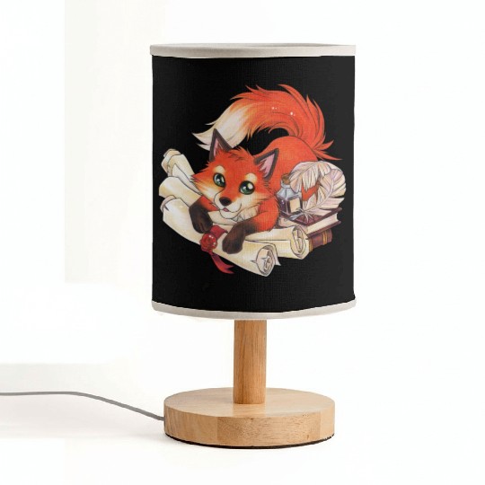 Fox with books and scrolls, ink reading Fabric Lamps