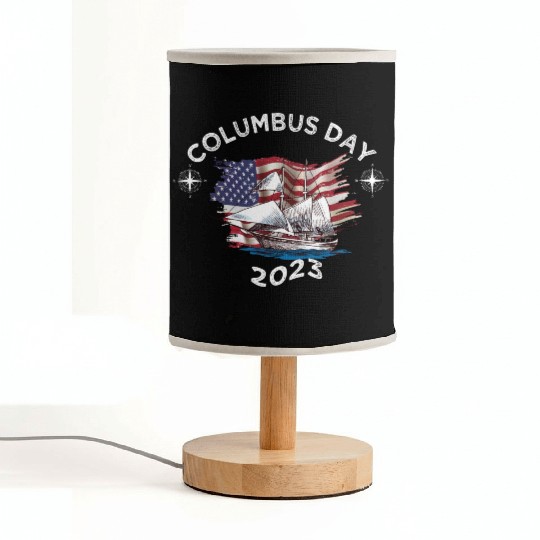 Exploring Columbus Day Compasses USA Flags Fabric Lamps