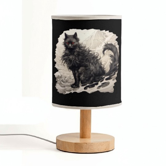 Japanese ink art Cat Fabric Lamps