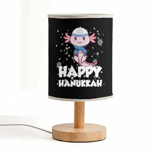 Happy Hanukkah Axolotl Kawaii Cute Axolotl Lover Fabric Lamps