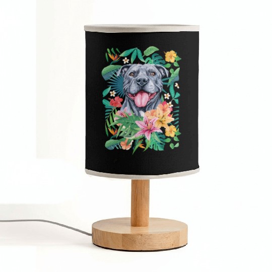 Tropical Gray Pit Bull Pitbull Fabric Lamps