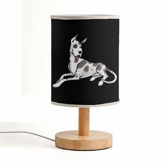 Dog Great Dane Harlequin Fabric Lamps
