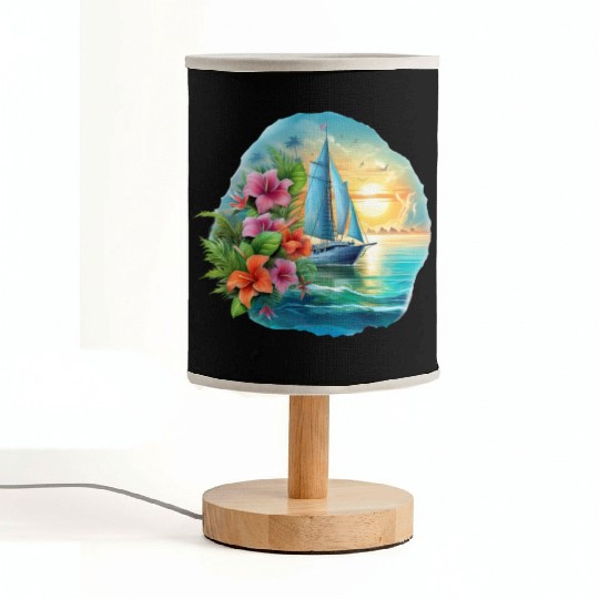 Sailing Ship Sailing Orchids Flowers Sailboat Fabric Lamps