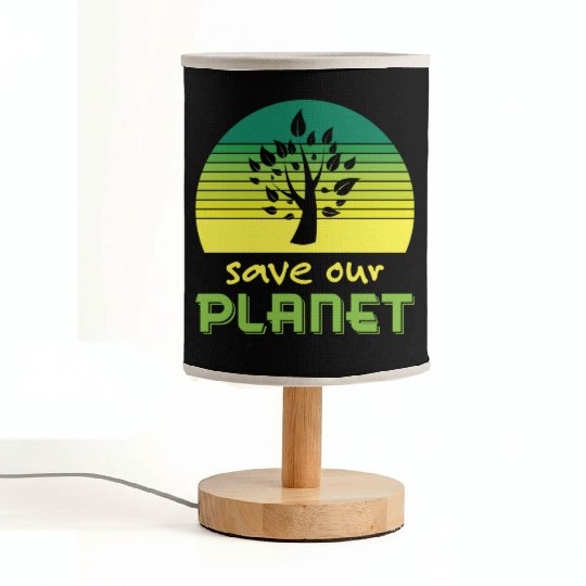 Save Our Planet Retro Sunset Green Fabric Lamps
