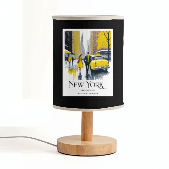Watercolor painting loving couple in New York City Fabric Lamps