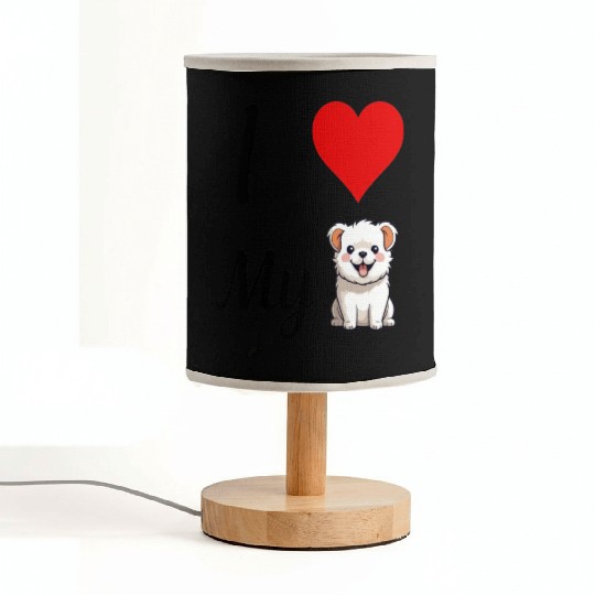 I love my dog ,dogs lover , Heart , cute dog Fabric Lamps