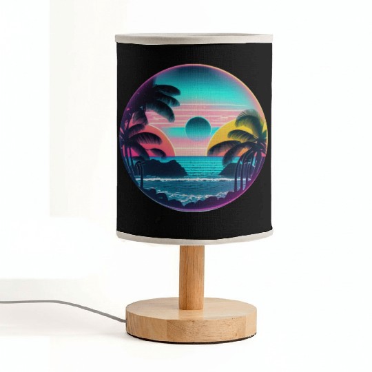 Palm Trees and Ocean Breeze with a serene beach Fabric Lamps