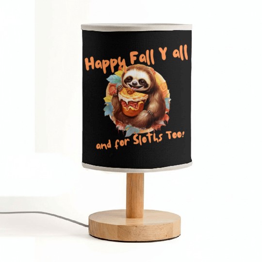Sloths Loves pie in Autumn Fun Animal Design Fabric Lamps