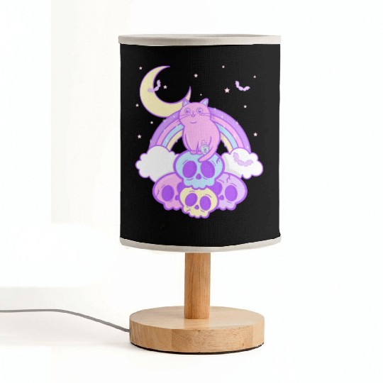 Pastel Goth Cat Skull Lover Cute Gothic Yami Fabric Lamps
