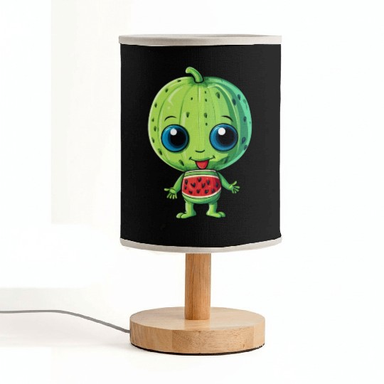 Green Alien & Watermelon: A Galactic Fusion Fabric Lamps
