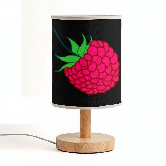 Raspberry red with green leaves Fabric Lamps
