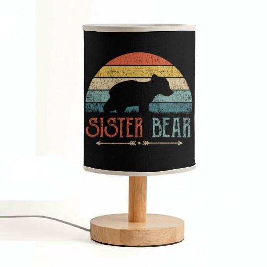 Cute Sister Bear Retro Little Sister Vintage Big Fabric Lamps