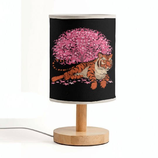 Cherry Blossom Tree Predator Gift Sakura Tiger Fabric Lamps