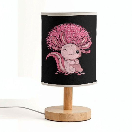 Cherry Blossom Tree Amphibian Gift Sakura Axolotl Fabric Lamps
