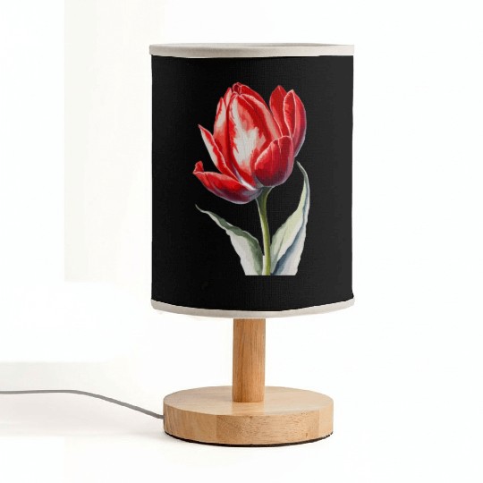a red tulip flower Watercolor Fabric Lamps