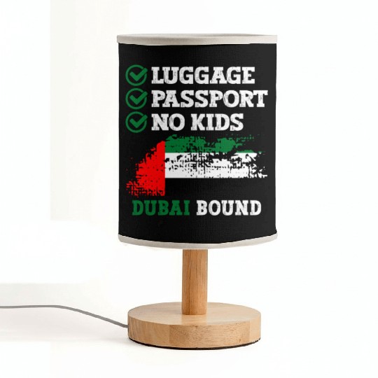 Luggage Passport No Kids Dubai Bound Vacation Fabric Lamps
