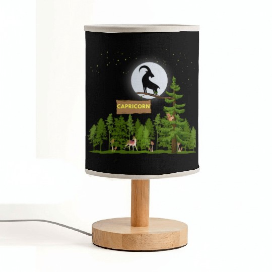 Zodiac Sign Capricorn Astrology Wild Forest Fabric Lamps