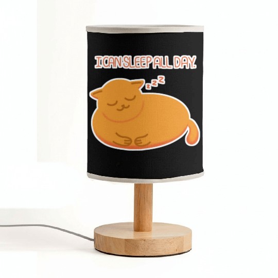 I can sleep all day Lazy orange cat Fabric Lamps