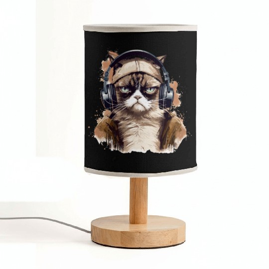 Funny Cat - grumpy face Fabric Lamps