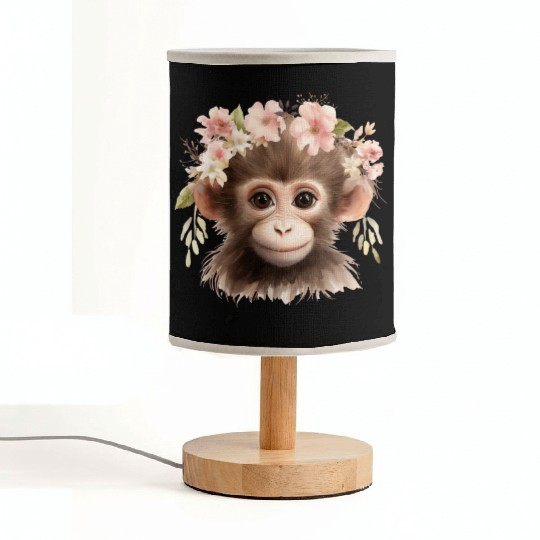 Monkey Chimpanzee Jungle Animal Boho Floral Ape Fabric Lamps